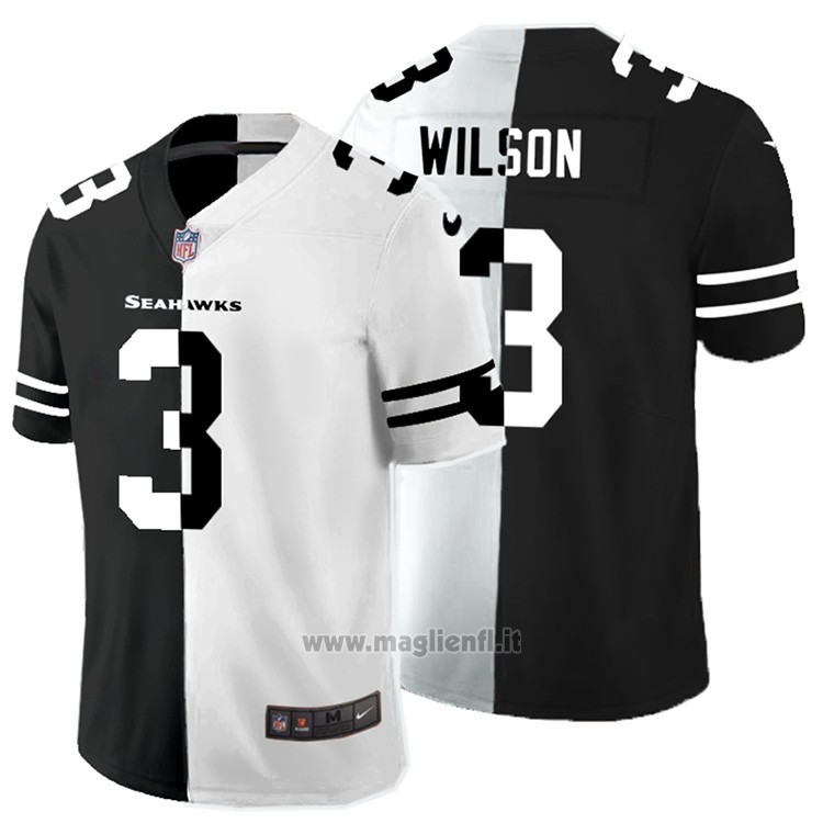 Maglia NFL Limited Seattle Seahawks Wilson Black White Split